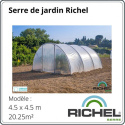 Serre de jardin en polyéthylène avec armature en acier galvanisé 20,25 m² - 4,5 x 4,5 x 2,25 m – Porte battante