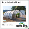 Serre de jardin en polyéthylène avec armature en acier galvanisé 27 m² - 6 x 4,5 x 2,25 m – 2 Portes battantes