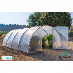Serre de jardin en polyéthylène avec armature en acier galvanisé 27 m² - 6 x 4,5 x 2,25 m – 2 Portes battantes