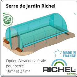 Aération latérale avec manivelle en acier galvanisé pour serres de jardin de 18 m² et 27 m² - Longueur : 6 m