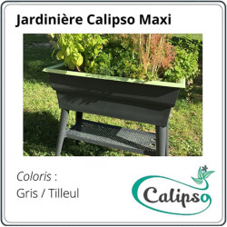 Jardinière Calipso en polypropylène maxi 40L gris et tilleul – 81 x 39 x 80 cm