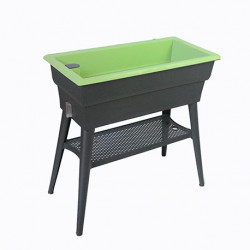 Jardinière Calipso en polypropylène maxi 40L gris et tilleul – 81 x 39 x 80 cm