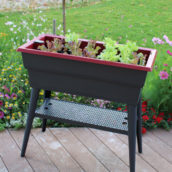 Jardinière Calipso en polypropylène maxi 40L gris et cerise – 81 x 39 x 80 cm