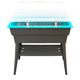 Jardinière Calipso en polypropylène combi 40L gris et turquoise – 81 x 39 x 100 cm