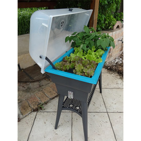 Jardinière Calipso en polypropylène combi 40L gris et turquoise – 81 x 39 x 100 cm