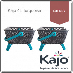 Lot de 2 paniers Kajo en polypropylène 4 L 24 x 20 x 15 cm – gris et turquoise
