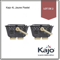 Lot de 2 paniers Kajo en polypropylène 4 L 24 x 20 x 15 cm – gris et jaune pastel