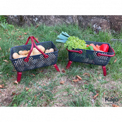 Lot de 2 paniers Kajo en polypropylène 15 L 48 x 29 x 20 cm – gris et cerise