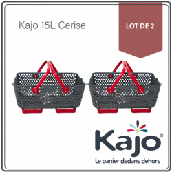 Lot de 2 paniers Kajo en polypropylène 15 L 48 x 29 x 20 cm – gris et cerise
