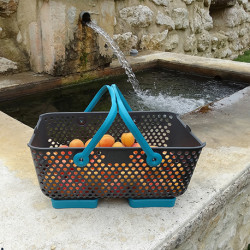 Lot de 2 paniers Kajo en polypropylène 15 L 48 x 29 x 20 cm – gris et turquoise