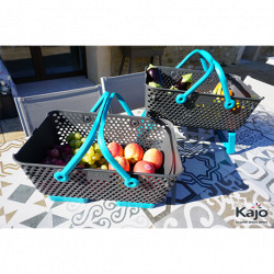 Lot de 2 paniers Kajo en polypropylène 15 L 48 x 29 x 20 cm – gris et turquoise