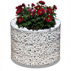 Jardinière en acier ronde gabion 40 x 40 x 30 cm sans galet