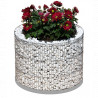 Jardinière en acier ronde gabion 40 x 40 x 30 cm avec galets