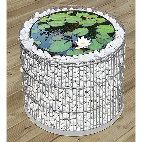 Jardinière en acier ronde gabion 40 x 40 x 30 cm avec galets Jardinière en acier ronde gabion 40 x 40 x 30 cm avec galets