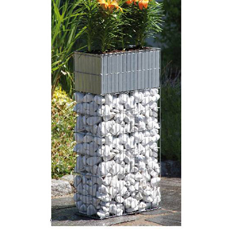 Jardinière en acier rectangulaire gabion 40 x 20 x 80 cm sans galet