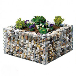 Jardinière en acier carrée gabion 80 x 80 x 40 cm sans galet
