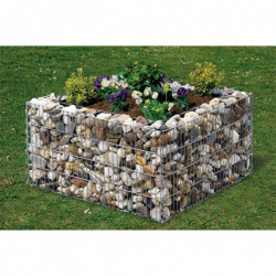 Jardinière en acier carrée gabion 80 x 80 x 40 cm sans galet