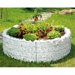 Jardinière en acier ronde gabion 146 x 146 x 40 cm sans galet