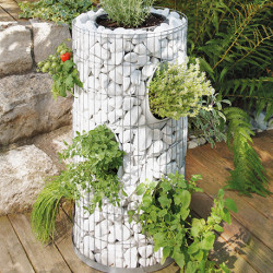 Jardinière en acier tour aromatique gabion 40 x 40 x 80 cm sans galet