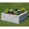 Jardinière en acier carrée gabion 120 x 120 x 40 cm avec galets