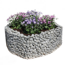 Jardinière en acier carrée gabion 113 x 113 x 40 cm avec galets