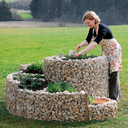 Jardinière en acier spirale XXL gabion 200 x 150 x 80 cm avec galets