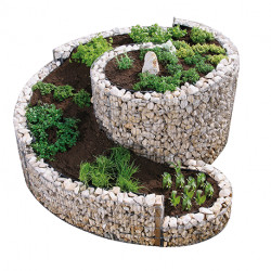 Jardinière en acier spirale XXL gabion 200 x 150 x 80 cm avec galets