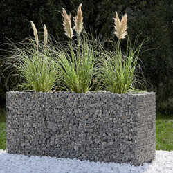 Jardinière en acier rectangulaire gabion 200 x 75 x 100 cm avec galets