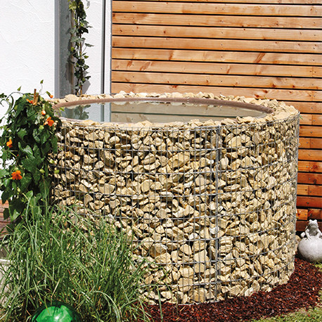 Récupérateur d'eau en acier gabion 130 x 130 x 80 cm sans galet