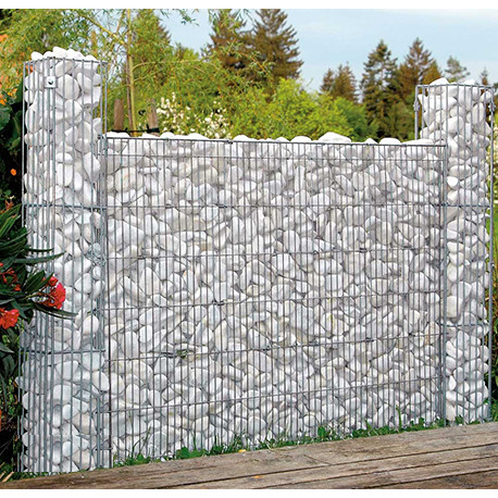 Muret de Jardin en Gabion 2 Colonnes 113 x 10 x 80 cm Sans Galet