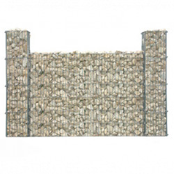 Muret de Jardin en Gabion 2 Colonnes 113 x 10 x 40 cm Sans Galet