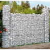 Muret de Jardin en Gabion 2 Colonnes 113 x 10 x 80 cm Avec Galets