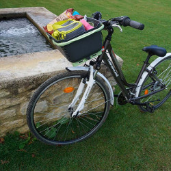 Lot support panier pour vélo en polypropylène avec panier Kajo 15 L 50 x 30 x 25 cm – gris et tilleul 