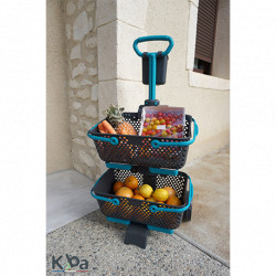 Chariot à roulettes Kaba en polypropylène 15 L 48,4 x 46,7 x 107,6 cm – gris et turquoise 