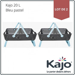 Lot de 2 paniers Kajo en polypropylène 20 L 58 x 38 x 15 cm – gris et bleu pastel
