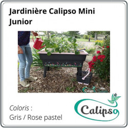 Jardinière Calipso en polypropylène  40L gris et rose pastel avec panier 4 L et kit outils de jardin – 81 x 39 x 50 cm  