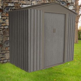 Abri de jardin en métal aspect bois vieilli gris – 2,43 m² - 2 x 1,21 x 1,90 m