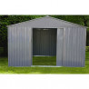 Abri de jardin en métal aspect bois vieilli gris – 9,66 m² - 3,21 x 3,01 x 2,05 m