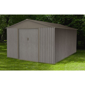 Abri de jardin en métal aspect bois vieilli gris – 13,51 m² - 3,21 x 4,21 x 2,05 m