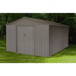 Abri de jardin en métal aspect bois vieilli gris – 13,51 m² - 3,21 x 4,21 x 2,05 m