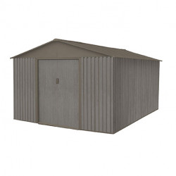 Abri de jardin en métal aspect bois vieilli gris – 13,51 m² - 3,21 x 4,21 x 2,05 m
