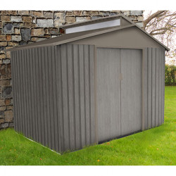 Abri de jardin en métal aspect bois vieilli gris – 5,44 m² - 2,82 x 1,93 x 2,22 m