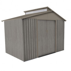 Abri de jardin en métal aspect bois vieilli gris – 5,44 m² - 2,82 x 1,93 x 2,22 m