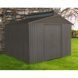 Abri de jardin en métal aspect bois vieilli gris – 7,25 m² - 2,82 x 2,57 x 2,22 m