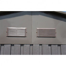 Abri de jardin en métal aspect bois vieilli gris – 7,25 m² - 2,82 x 2,57 x 2,22 m