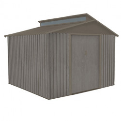 Abri de jardin en métal aspect bois vieilli gris – 7,25 m² - 2,82 x 2,57 x 2,22 m