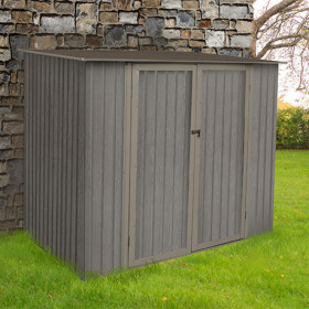 Abri de jardin en métal aspect bois vieilli gris – 3,31 m² - 2,22 x 1,75 x 1,94 m