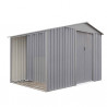 Abri de jardin avec bûcher en métal aspect bois vieilli gris – 5,31 m² - 2,78 x 1,91 x 1,95 m