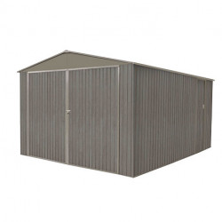 Garage en métal aspect bois vieilli gris – 18,24 m² - 3,8 x 4,8 x 2,32 m