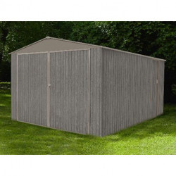 Garage en métal aspect bois vieilli gris – 18,24 m² - 3,8 x 4,8 x 2,32 m